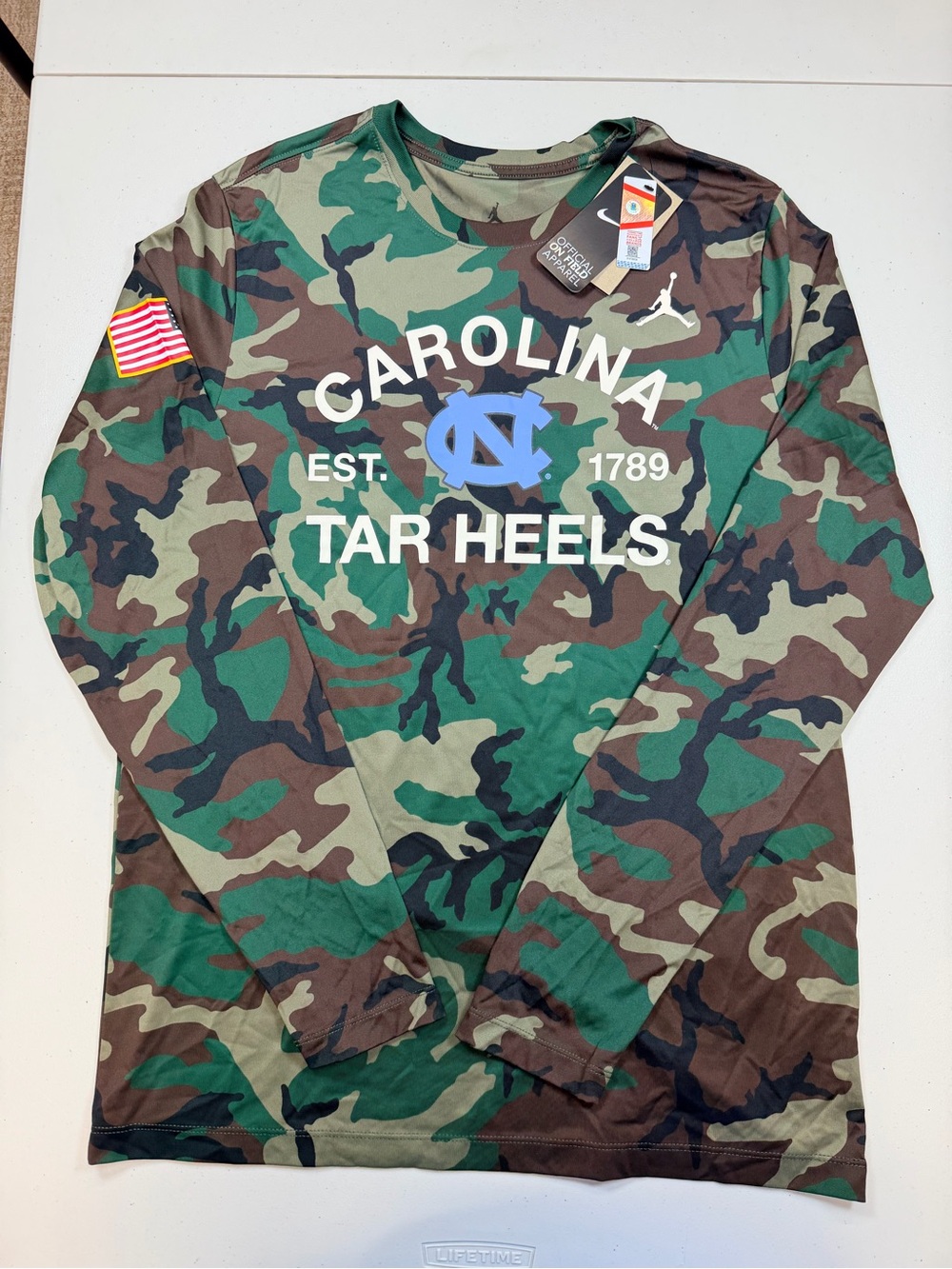 Nike Carolina Tar Heels Camo Long Sleeve Shirt - Green/Brown